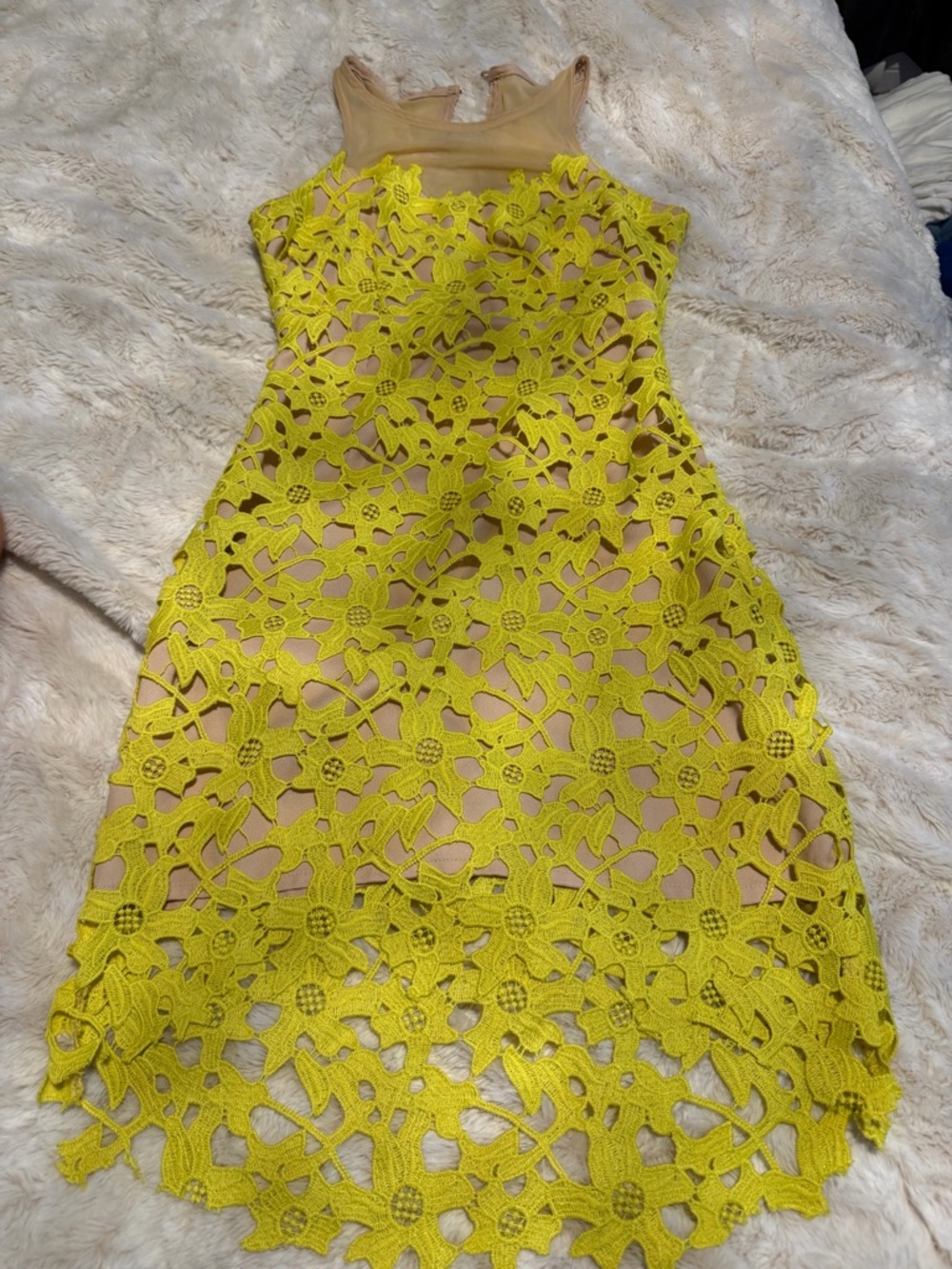 Lovers + Friends Yellow Floral Lace Midi Dress